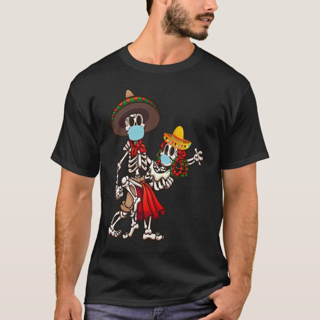 Dia De los Muertos Day of the Dead  Skulls Dancing T-Shirt (Front)
