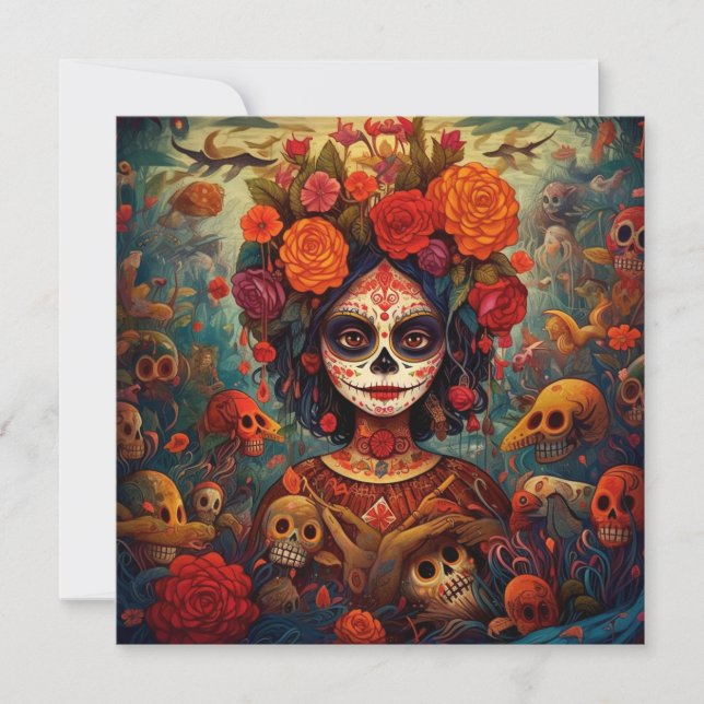 Dia de los Muertos (Day of the Dead) White Floral Invitation (Front)