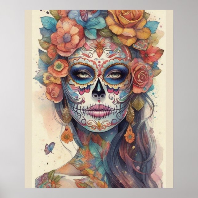 Dia de los Muertos Elegance: Sugar Skull Makeup Poster (Front)
