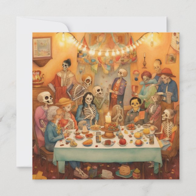 "Dia de los Muertos", Family Remembrance Fiesta Invitation (Front)