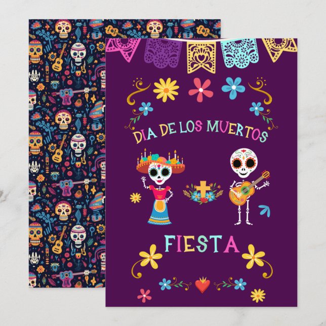 Dia de los Muertos Fiesta- Colourful Celebrations! Invitation (Front/Back)