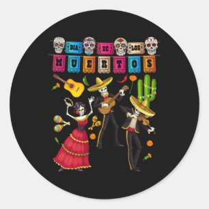 Dia De Los Muertos Figures - Mexican Papel Picado  Classic Round Sticker