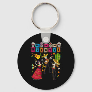 Dia De Los Muertos Figures - Mexican Papel Picado Key Ring