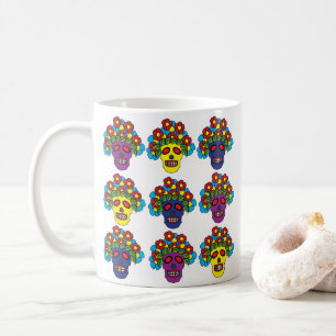 Dia De Los Muertos Floral Skull Dia De Los Muertos Coffee Mug