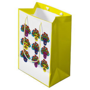 Dia De Los Muertos Floral Skull Dia De Los Muertos Medium Gift Bag