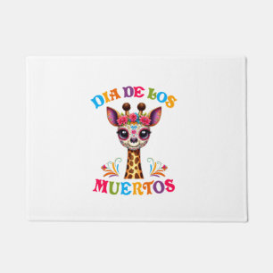 Dia De Los Muertos Floral Skull Giraffe Mexican Zo Doormat