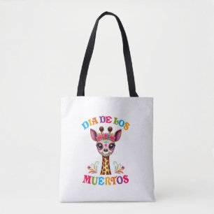 Dia De Los Muertos Floral Skull Giraffe Mexican Zo Tote Bag