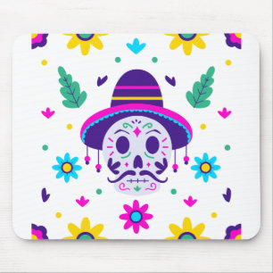 dia de los muertos floral skull mouse mat