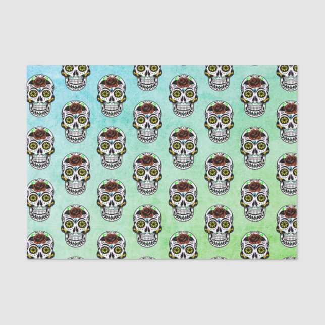 Dia De Los Muertos | Flower Sugar Skull Tissue Paper (Front)