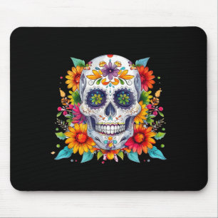 Dia de los muertos flowers sugar skull day of the mouse mat