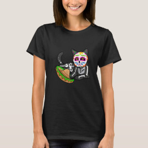 Dia De Los Muertos  for Men Cute Flower Cat Sugar  T-Shirt
