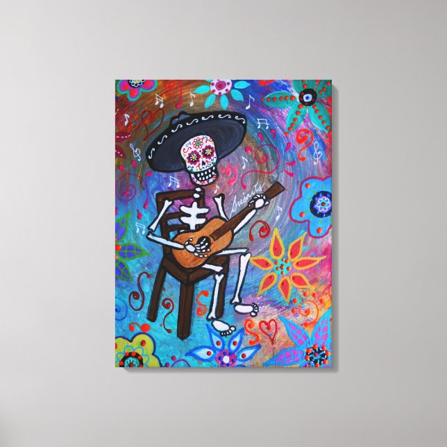 Dia de los Muertos Gitarero Canvas Print (Front)