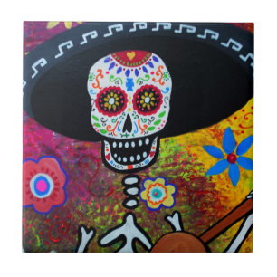 Dia de Los Muertos Gitarero Tiles by Prisarts