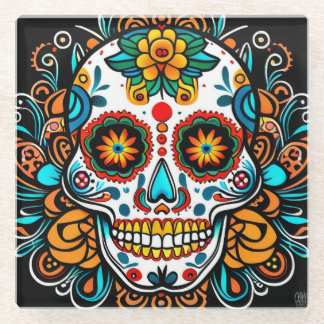 Dia de los Muertos Glass Coaster