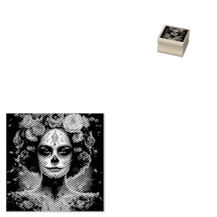 Dia de los Muertos golden painted face Rubber Stamp
