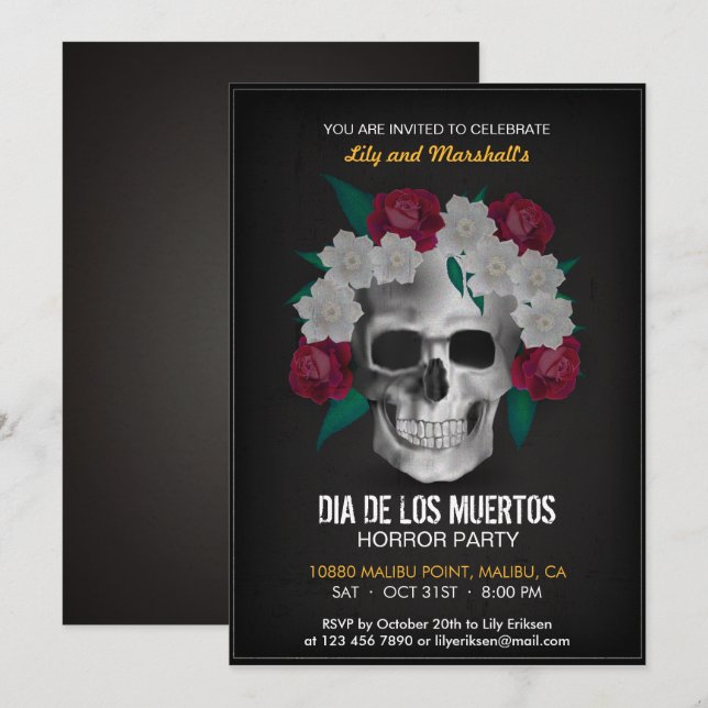 Dia de los Muertos Halloween Party Invitation (Front/Back)