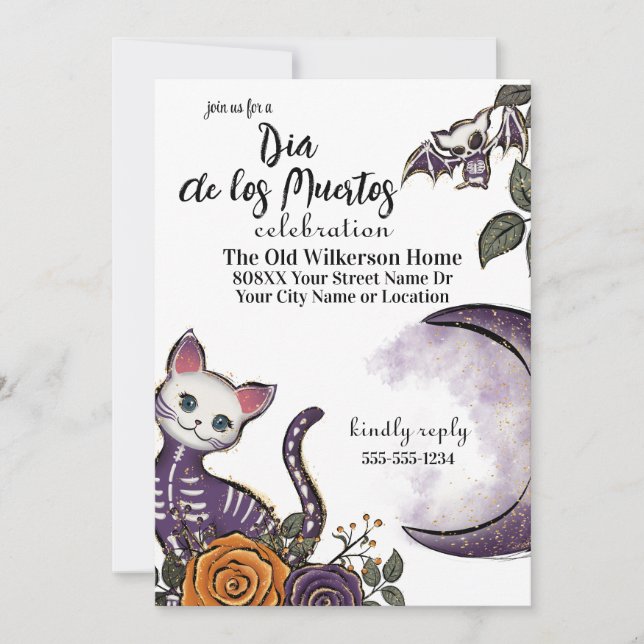 Dia de los Muertos Halloween Party Invitation (Front)