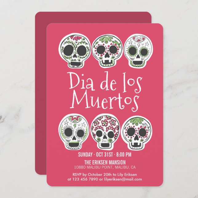 Dia de los Muertos Halloween Party Invitation (Front/Back)
