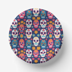 Dia de Los Muertos Halloween Pattern Paper Plate