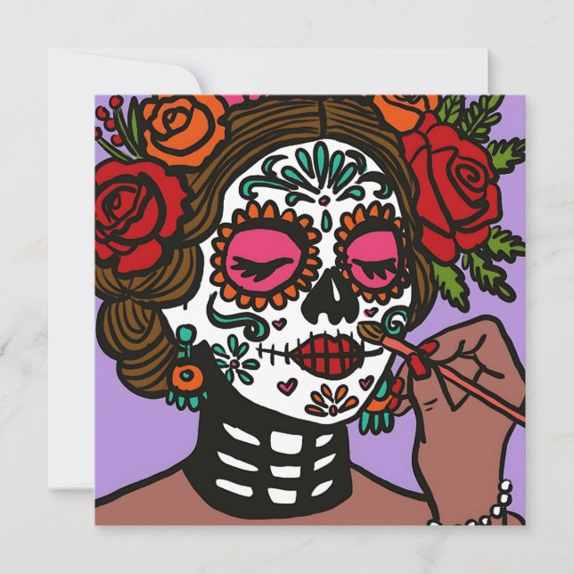 Día de los Muertos Hand Drawn Catrina Invitation (Front)