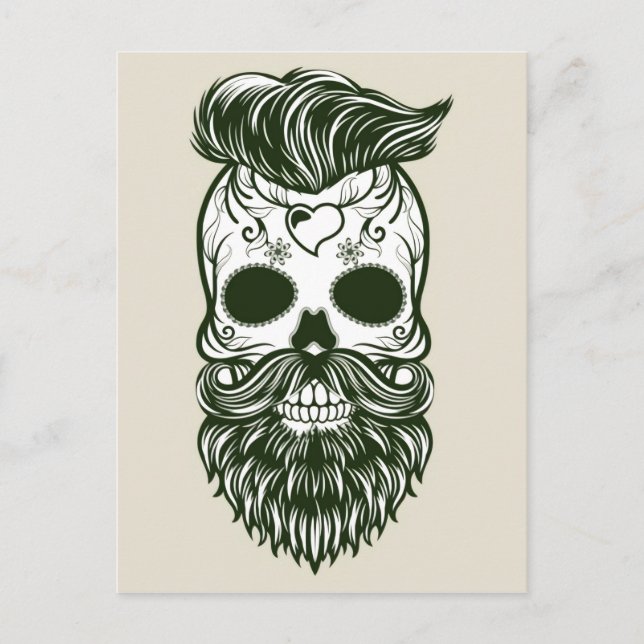 Dia De Los Muertos/ Hipster Skull Postcard (Front)