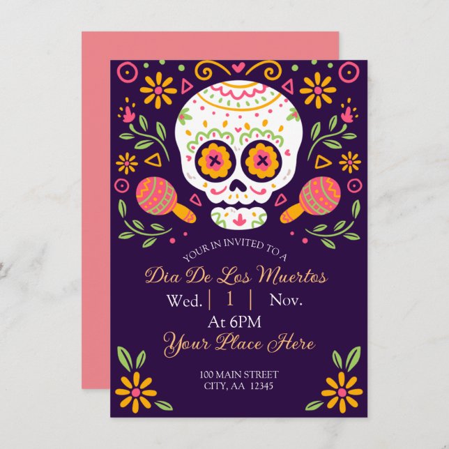 Dia De Los Muertos  Holiday Card (Front/Back)