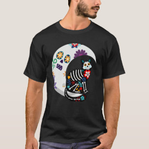 Dia de los Muertos in Mexico or Sugar Skull Cat an T-Shirt