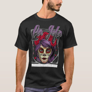 Dia De Los Muertos Jefa Sugar Skull Red Floral Wom T-Shirt