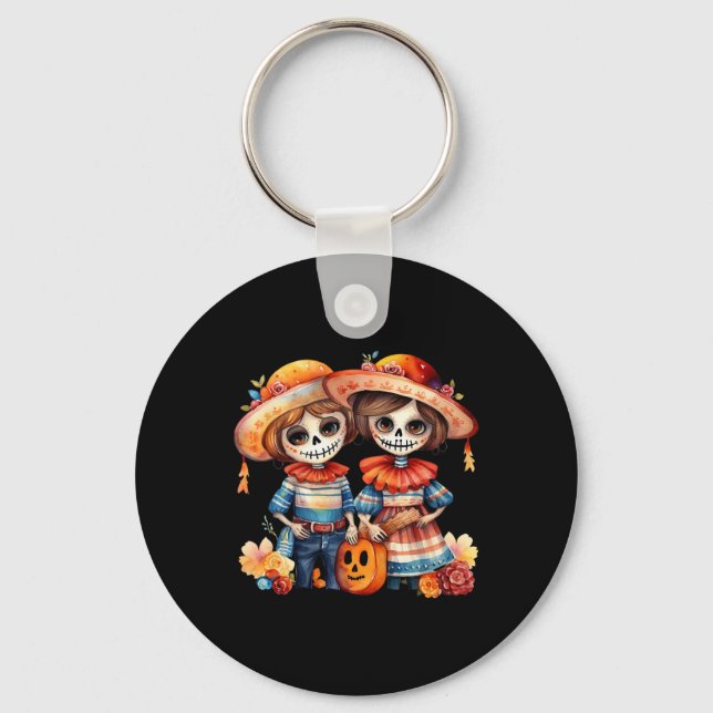 Dia De Los Muertos La Catrina  Key Ring (Front)