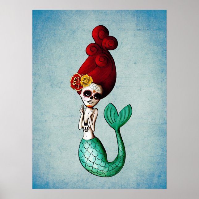 Dia de Los Muertos La Catrina Mermaid Poster (Front)