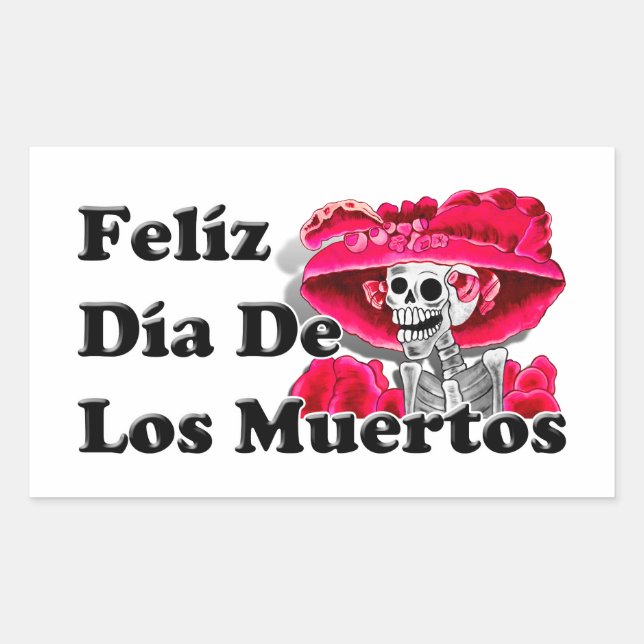 Dia De Los Muertos (La Catrina) Rectangular Sticker (Front)