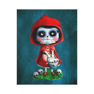 Dia de los Muertos Little Red Riding Hood Canvas Print