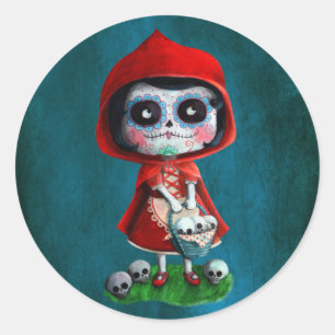 Dia de los Muertos Little Red Riding Hood Classic Round Sticker