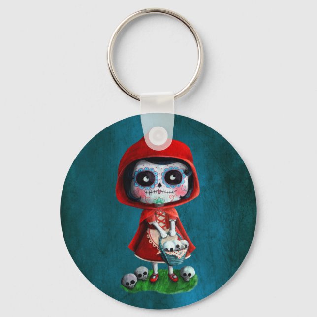 Dia de los Muertos Little Red Riding Hood Key Ring (Front)