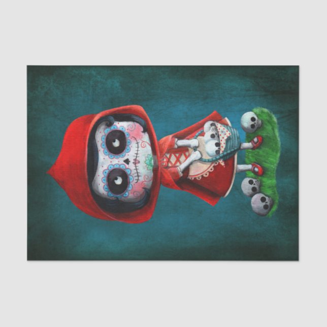 Dia de los Muertos Little Red Riding Hood Tissue Paper (Front)