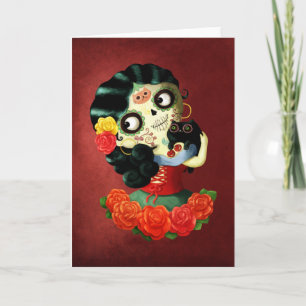 Dia de Los Muertos Lovely Mexican Catrina Girl Card