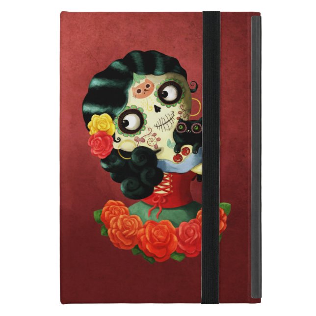 Dia de Los Muertos Lovely Mexican Catrina Girl iPad Mini Cover (Front Closed)