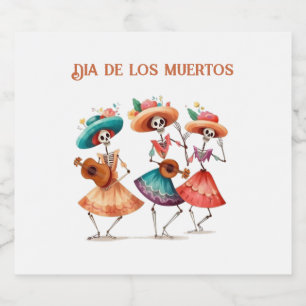 Dia de los Muertos mariacheras customisable Liquor Bottle Label