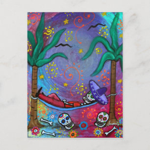 Dia de los Muertos mariachi Siesta by Prisarts Postcard
