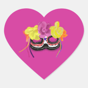 Dia de Los Muertos Mask Heart Sticker