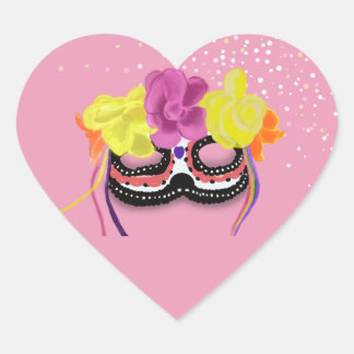 Dia de Los Muertos Mask Heart Sticker