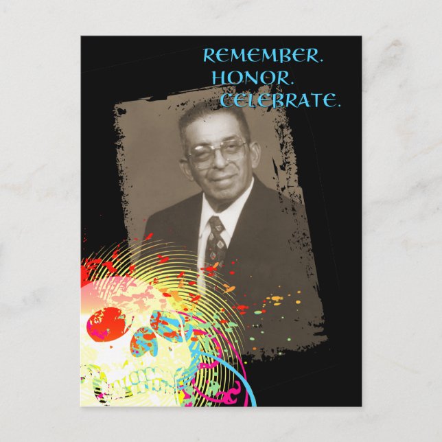 dia de los muertos memorial celebration (hi-fi) invitation postcard (Front)