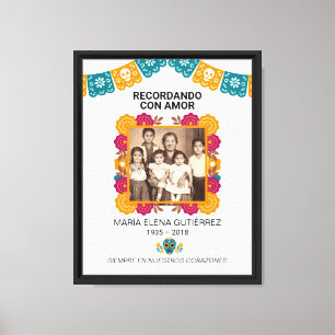 Dia de los Muertos Memorial Photo Papel Picado Canvas Print