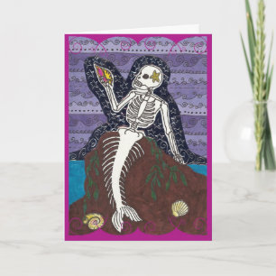 Dia de Los Muertos Mermaid Card