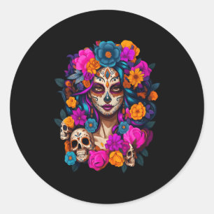 Dia De Los Muertos Mexican Day Of The Dead Sugar S Classic Round Sticker