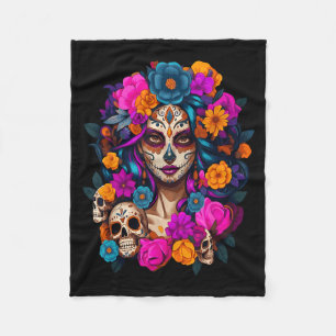 Dia De Los Muertos Mexican Day Of The Dead Sugar S Fleece Blanket