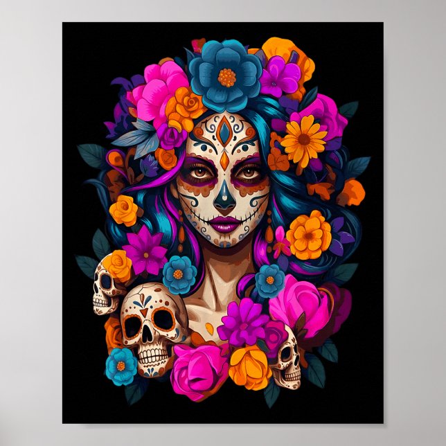 Dia De Los Muertos Mexican Day Of The Dead Sugar S Poster (Front)