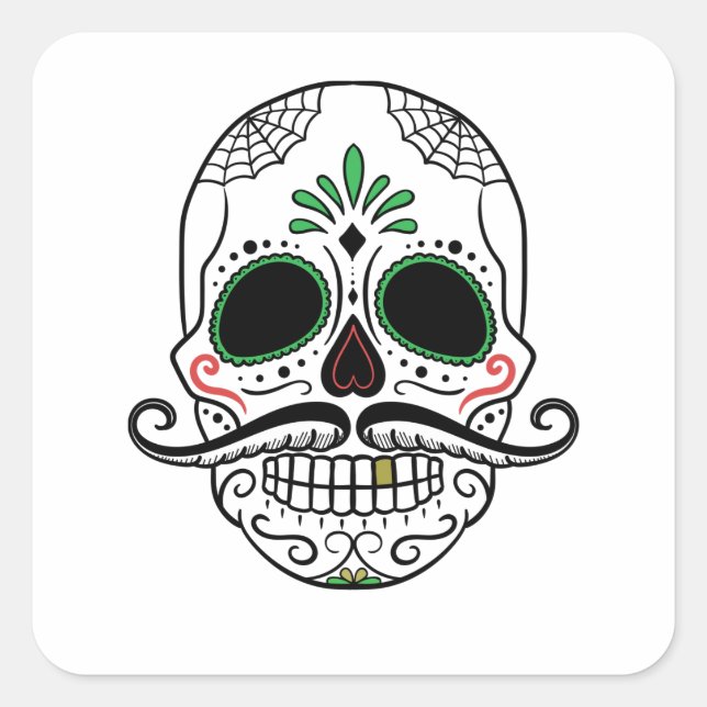 Dia De Los Muertos Mexican Halloween Fiesta Square Sticker (Front)