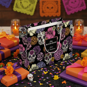 Dia de los Muertos Mexican Sugar Skulls & Flowers Large Gift Bag