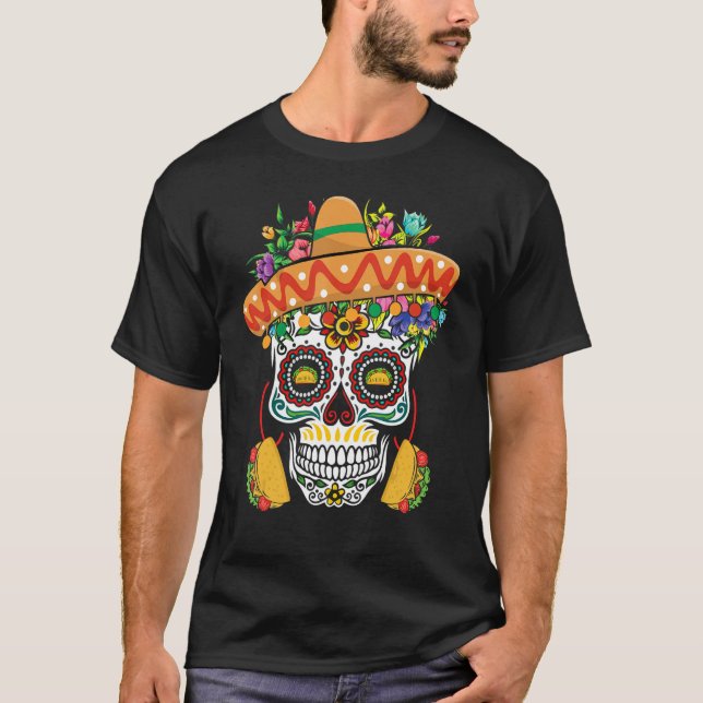 Dia De Los Muertos Mexico Taco Mexico Happy Cinco  T-Shirt (Front)